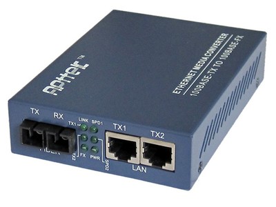 全国包邮 APTTEK 品牌光纤收发器 20KM双纤双向传输，支持一件代发、高清细节图全面解读
